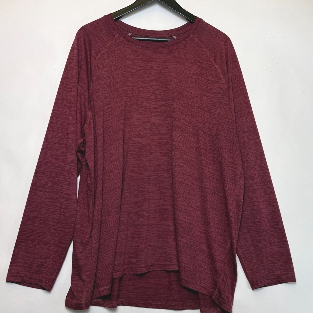Champion Mens XXL Burgundy Heather Long Sleeve Performance Activewear Shirt